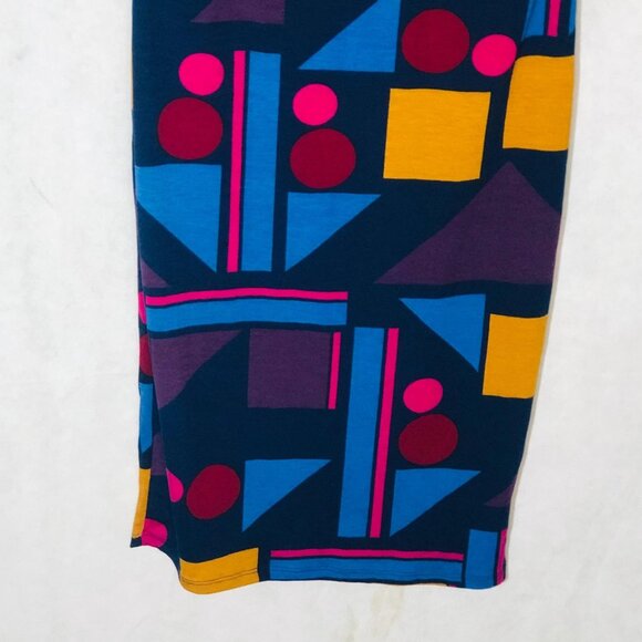 LuLaRoe Julia dress geometric blue yellow purple polyester size xs READ new - Picture 2 of 11